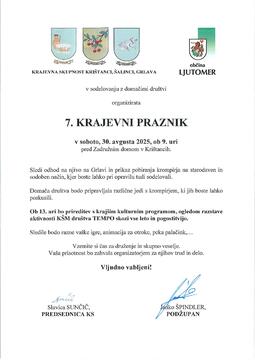 Vabilo, 7. krajevni praznik KS KŠG